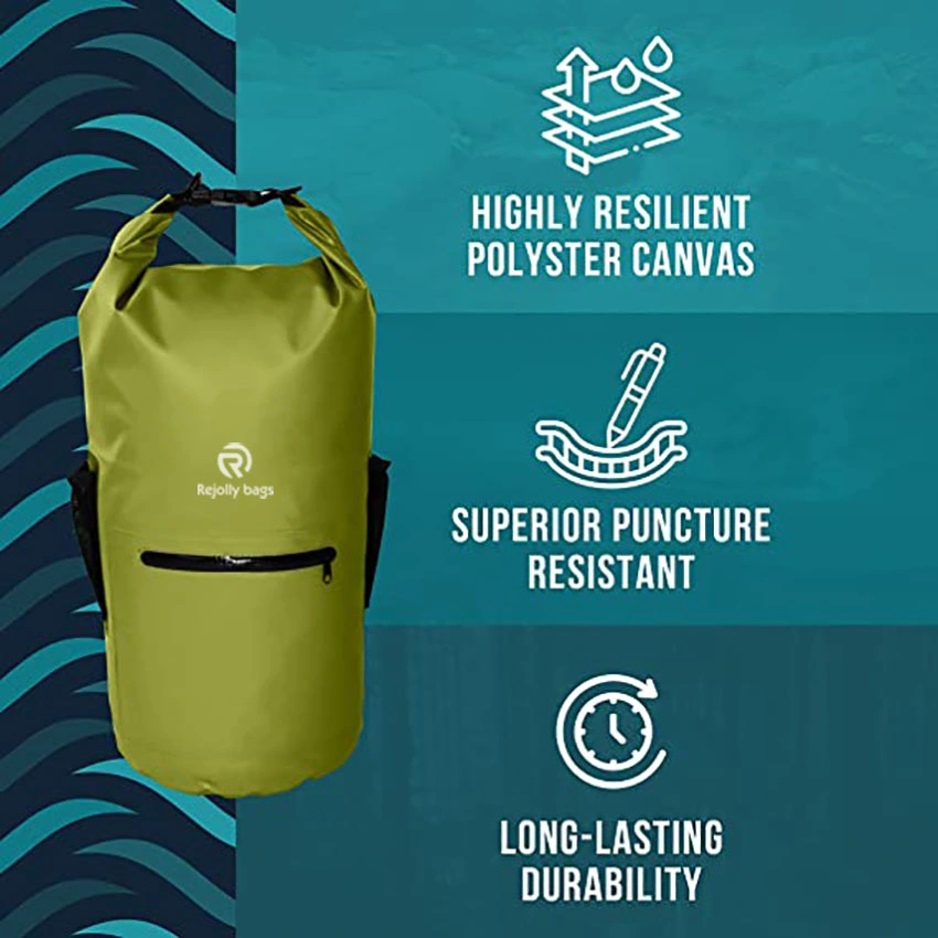 Waterproof Roll Top Dry Sack with 2 Adjustable Shoulder Straps Boating Bag