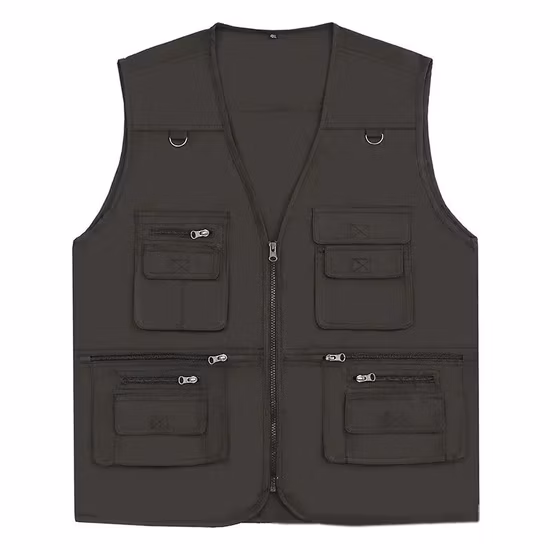 Khaki-Farbe, neues Design, Top-Verkauf, maßgeschneiderte Weste zum Angeln, Wandern und Fotografieren