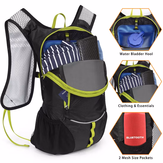 Outdoor-Sportarten, ultraleicht, wasserdicht, Radfahren, Wandern, Laufen, Trinkrucksack, Fahrradtasche mit Helmtasche